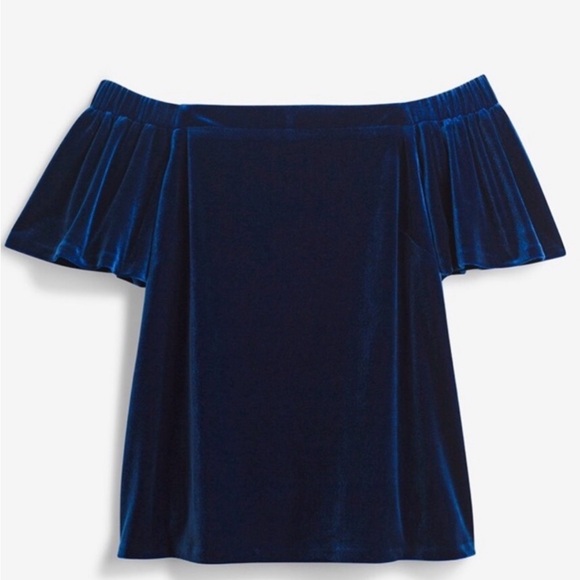 White House Black Market Tops - White House Black Market -- Off-the-shoulder blue velvet top - Size small